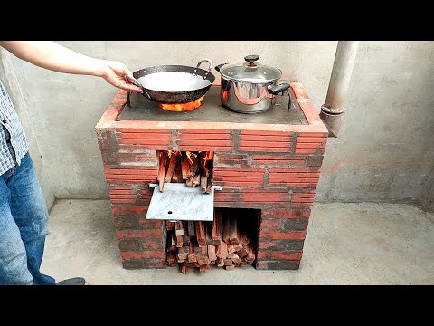 Creative wood stove - Ideas made from fired bricks and cement