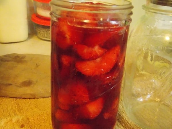 strawberries in jar