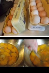 mixing the eggs