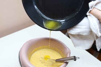 adding butter to mix