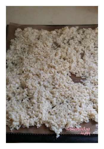Make your own instant rice easily to have quick cooking meals while camping or in your bug out bag! Great for times when power is out and cooking options are limited~TheHomesteadingHippy #homesteadhippy #fromthefarm #prepared #dehydrated #instantrice