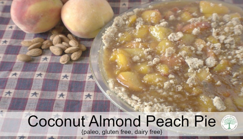 Coconut Almond Peach Pie. Enough said, right? How about the fact that it's paleo, gluten, and dairy free? You gotta try this! The Homesteading Hippy