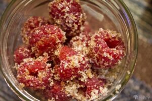 raspberries coated in sugar