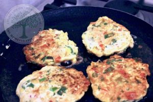 golden sweetcorn fritters ready to serve