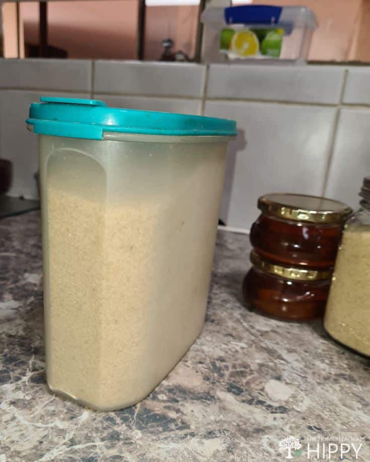 brown sugar in tupperware container