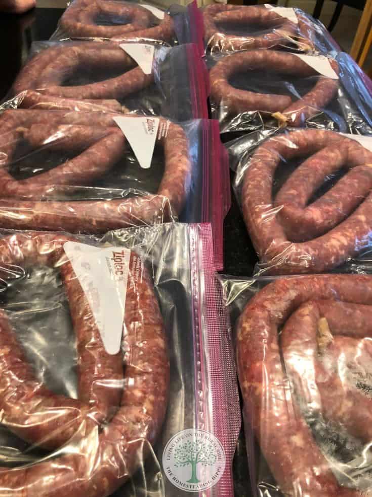 packs of boerewors ready to be frozen