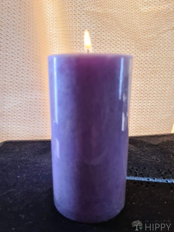 purple wax candle