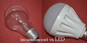 incandescent vs. LED light bulb