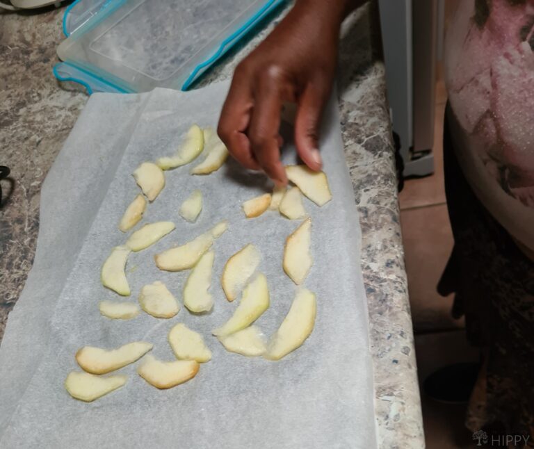 laying pears on wax paper