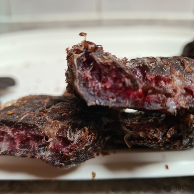rare beef jerky after 8 hours of oven time