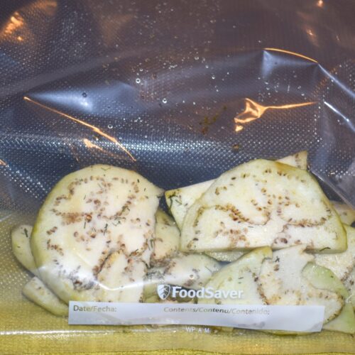 frozen eggplant in zipper bag