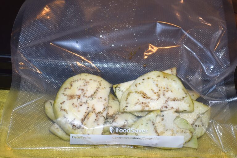 frozen eggplant in zipper bag