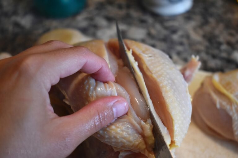 cut the breast on a whole chicken
