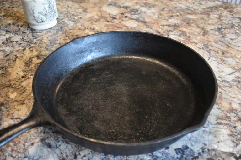 dingy cast iron pan before seasoning