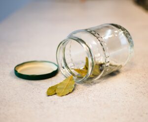bay leaves in glass jar