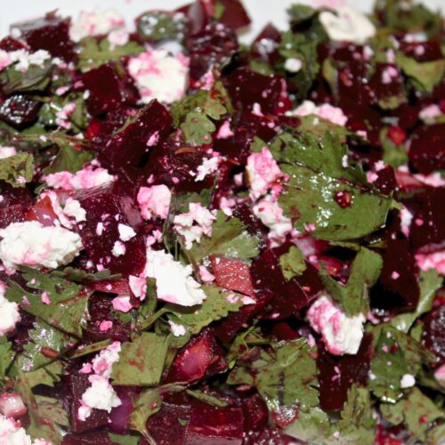 beet cilantro and feta salad