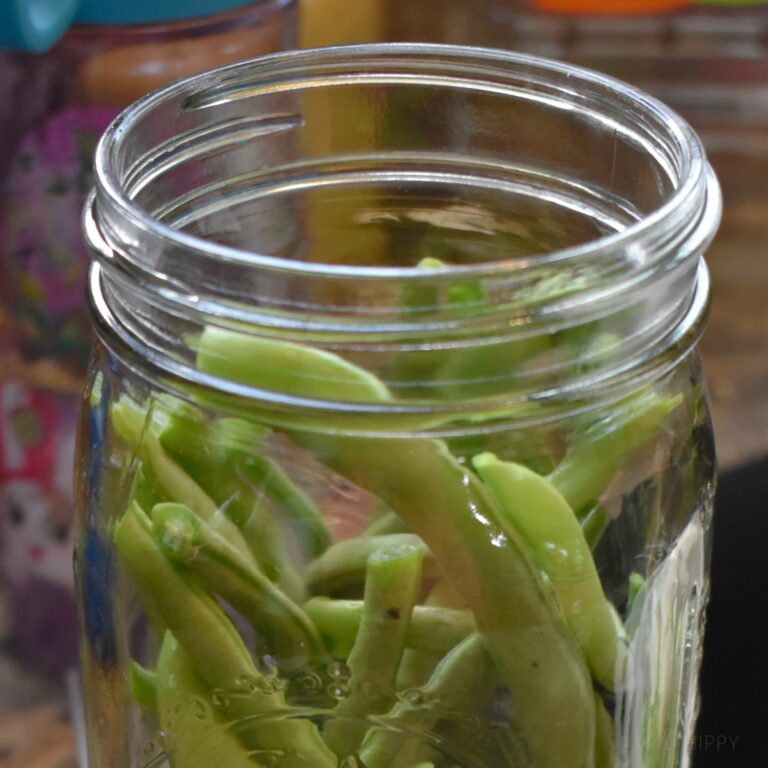 jar filled with green beans