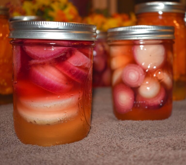 jars of canned onion cooling