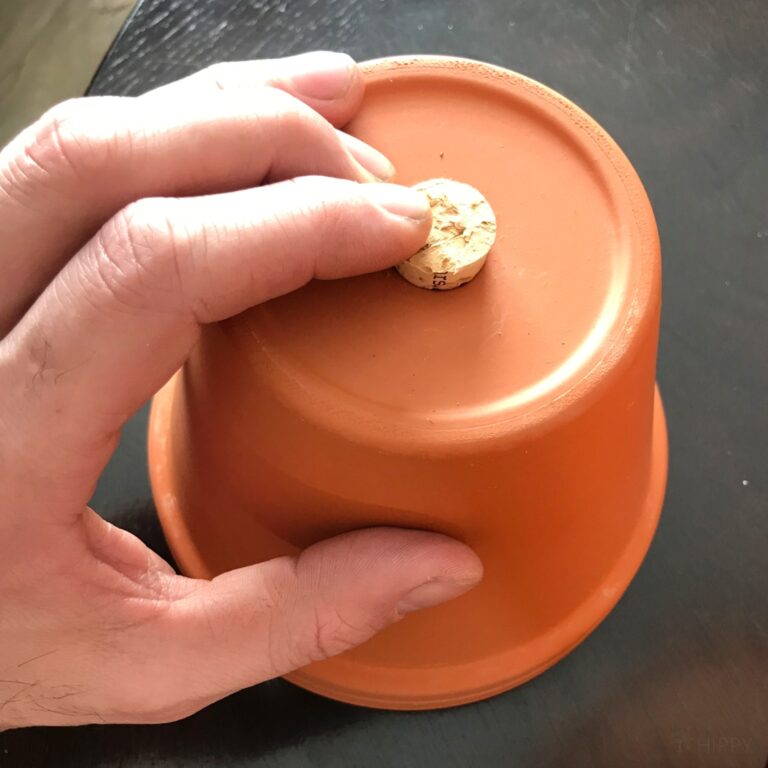 placing cork at the bottom of a terracotta pot