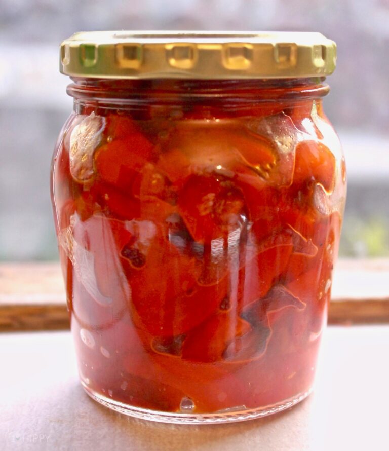 roasted bell peppers in jar