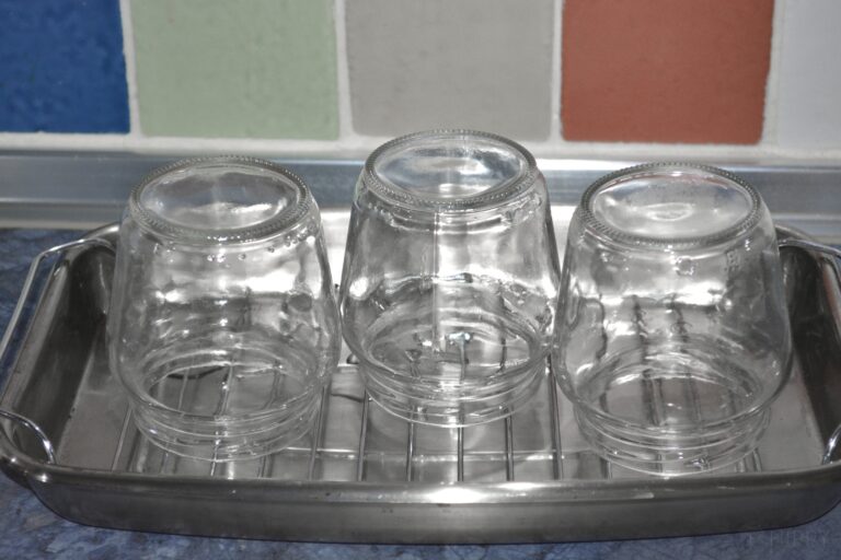 sterilized jars on tray
