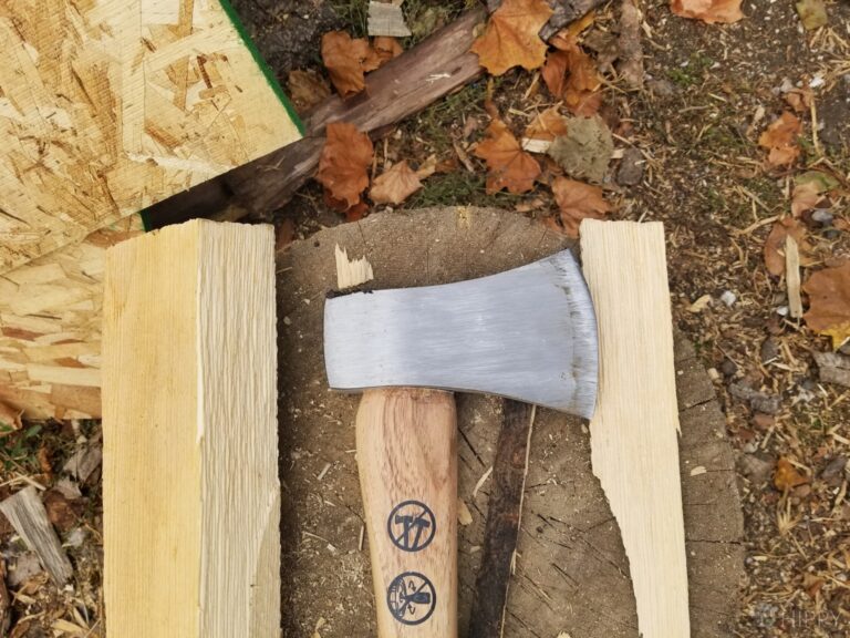 ax next to split wood