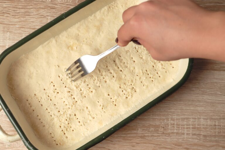 poking holes with fork in shortbread