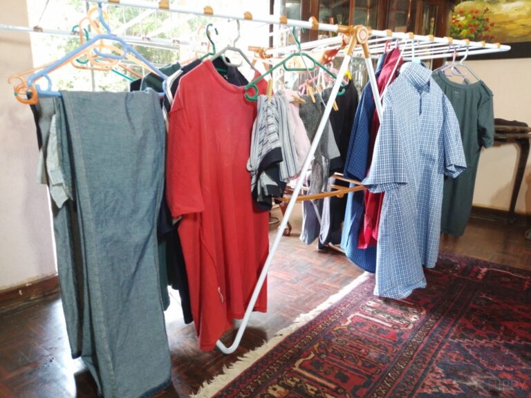 clothes drying indoors