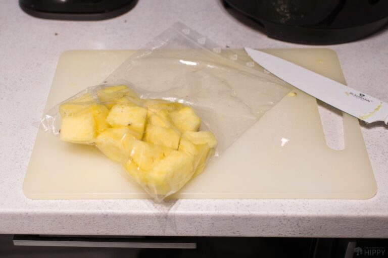 sliced pineapple in zipper bag