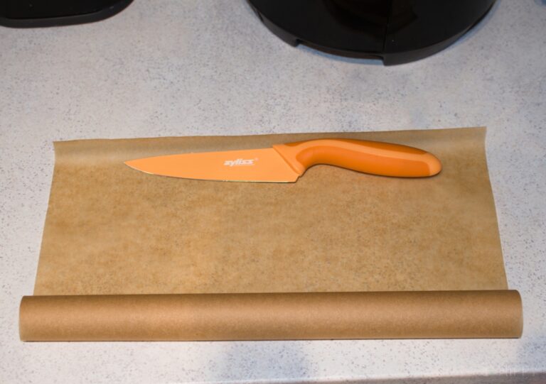 waxed paper and kitchen knife