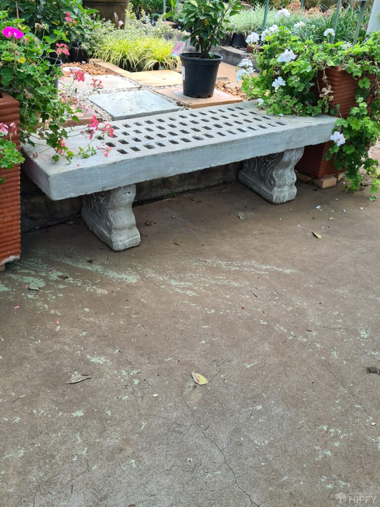 concrete bench inside garden