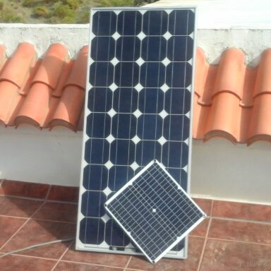 small solar panel next to larger one