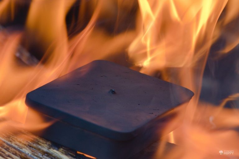 Altoids tin inside fire making char cloth