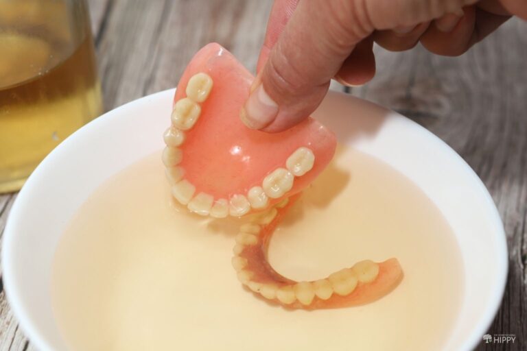 dentures inside water and ACV solution