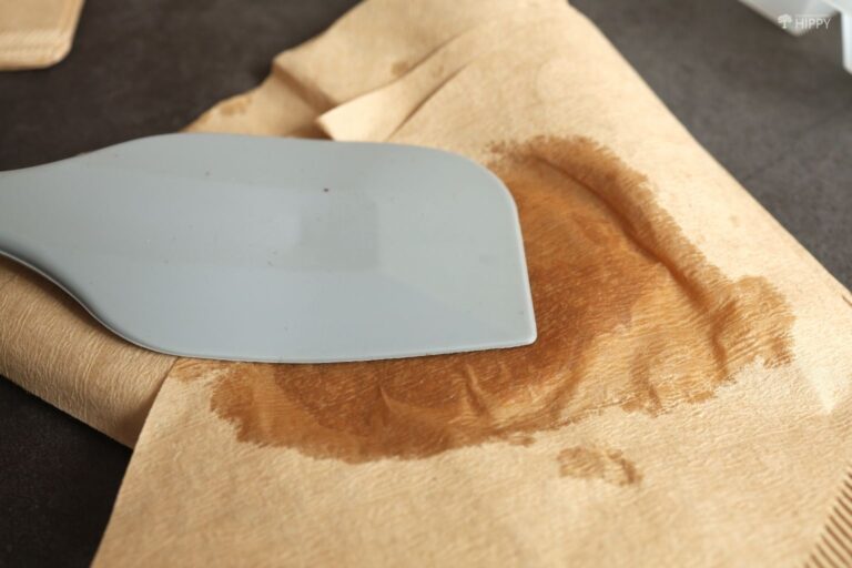 separating grains with spatula and coffee filter